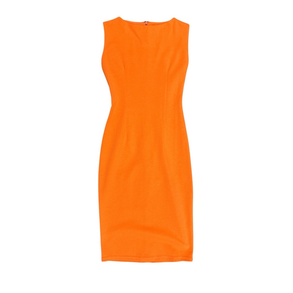 Bold Orange VBeckham Inspired Bodycon Midi Dress size S